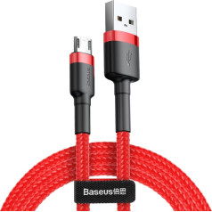 Izturīgs elastīgs kabelis USB microUSB kabelis QC3.0 2.4A 1M sarkans