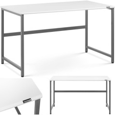 Компьютерный стол на металлическом каркасе индастриал 120 х 60 см бело-серый