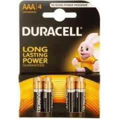 Duracell AAA MN2400 Alkaline LR03 1.5V Baterijas (4gab.) (EU Blister)