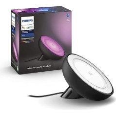 Philips Hue White and Color Ambiance Bloom LED galda lampa, melna, aptumšojama, 16 miljoni krāsu, lietotņu vadība, saderīga ar Amazon Alexa (Echo, Echo Dot)