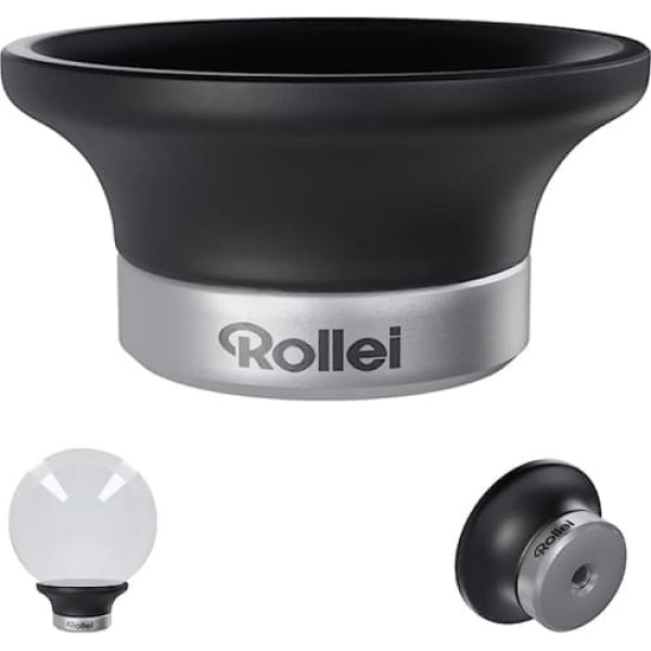 Rollei Lensball Mount, Lensball statīvs visām standarta objektīva lodītēm ar piesūcekņa stiprinājumu un 1/4 collu vītni uzstādīšanai uz fotostatīva. Novērš objektīva lodītes aizripošanu.