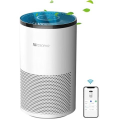 Proscenic A8 Air Purifier Alerģijas gaisa attīrītājs ar lietotnes vadību, 55 ㎡, oriģināls H13 kombinētais HEPA filtrs, 4 tīrīšanas režīmi, klusa darbība, pret alerģiju, smakas, ziedputekšņi, gaisa attīrītājs smēķētājiem, balts