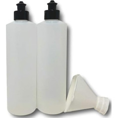 Earth's Essentials 2 x melnas 16 unces (473 ml) HDPE izspiežamās pudeles ar spiedpogu dozatora vāciņiem, kas ideāli piemērots losjoniem, šampūniem, kondicionieriem un masāžas eļļām