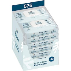 BIOLANE - Baby wipes with 99.9% water - pure water - pack of 12 x 48 (576 wipes) - for sensitive skin - from birth - fragrance-free - change and cleaning care