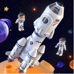 TEMI Space Shuttle raķešu rotaļlieta 3 4 5 6 7 8 9 gadus veciem bērniem Zinātniski izglītojoša rotaļlieta 5-in-1 STEM rotaļlieta ar 2 astronautiem, projekcijas lampu, kosmosa rotaļlietu dāvana zēniem meitenēm