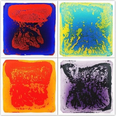 Art3d Baby Water Mats for Artistic Kids (30x30cm Square 4 Tiles, Blue/Red, Blue-Yellow, Orange-Red, Purple-Black)