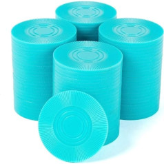 Brybelly 100 Pieces Interlocking Poker Chip Set - 2 Gram Lightweight Plastic Chips for Texas Hold Em Poker, Card Games, Casino Night, Maths Counting, Learning, Large Bingo Markers (Light Blue)