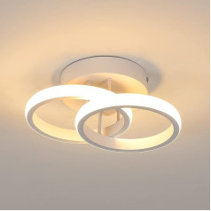 Goeco LED griestu lampa, 2 spuldzes, moderna apaļa dizaina griestu gaisma, 3000 K silti balta gaisma, 22 W LED lampa, silikona vāciņš, LED gaisma viesistabai, guļamistabai, virtuvei (balts modelis 1)