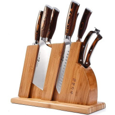 TUO Knife Block Set with Chopping Knife, 8-Piece Knife Set Made of German Stainless Steel, Professional Chef's Knife Set with Sharpening Steel and Poultry Scissors, Fiery Phoenix Series