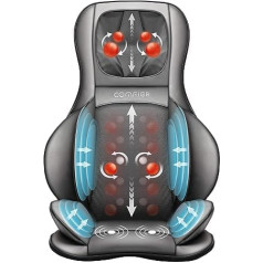 Comfier Shiatsu Air Compression Massage Seat, Cushion with Kneading, Roller and Vibration Massage, 3D Back Massager with Warmth, for Adjustable Neck, Shoulder, Back and Thigh Massage