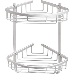 Bohaner Bathroom Corner Shelf - Aluminum Shower Basket with Hooks Bathtub Shower Tray - Shower Organizer Storage 2 Tier