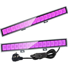 Eleganted Eleganta 2 x 36 W UV stieņa melna gaismas lampa 64 LED UV gaismas caurule ar spraudni UVA 385-400 nm melnas gaismas prožektors IP66 ūdensizturīgs dienasgaismas melnas gaismas prožektors ballītes diskotēkai Helovīnam