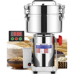 Moongiantgo 800 g Grain Mill Electric Spice Mill with LED Display, Stainless Steel & 2500 W 36000 rpm Commercial Motor, 30s High Speed Superfine Grinding for Herbs/Grains/Spices