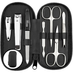 Marqus Solingen Manicure Set – Comparison Winner – Genuine Leather Case Handy and Soft – 7 Piece Complete Set for Men and Women marQus Made of Shiny Nickel-Plated Polished Steel