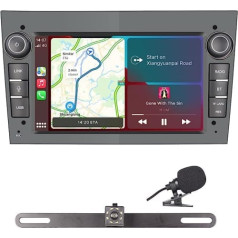 YZKONG auto radio priekš Opel Antara Corsa Vivaro Combo Zafira ar CarPlay Android Car, dubultā DIN skārienekrāna automašīnas uztvērējs ar atpakaļskata kameru, AM/FM radio, Bluetooth, USB ports pelēkā krāsā