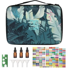 Fitnate Essential Oils Storage + Essential Oils Carry Bag for 5 10 15ml Essential Oil for Young Living & Doterra Container with Oil Bottle Opener and Bottle Cap Labels, Green