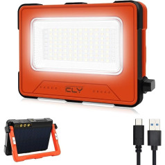 CLV LED Spotlight 12000 mAh Construction Spotlight USB Rechargeable Power Bank, Battery Solar Camping Lamp Outdoor Floodlight Search Light with 4 Light Modes and 180° Rotating Handle Holder, Lightweight and Portable