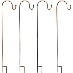 Akkem Set of 4 garden shepherd hooks, metal garden stakes with hooks, lantern rod, hook holder, removable metal rods, for lanterns, Christmas lighting, solar lights, wind chimes, bird cages, flower baskets