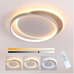 Fanlg LED Ceiling Light Wood, 40 cm Dimmable Ceiling Light LED Living Room Lamp 3000 K - 6000 K Wooden Ceiling Lamp with Remote Control 24 W Modern Ceiling Light for Bedroom Living Room Balcony Children's Room