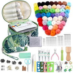 Reovin 304 Piece Needle Felting Set, Needle Felting Tools, Needle Felting Starter Set with 50 Colours Felting Wool, Basic Felting Tools and Accessories for Beginners, DIY Felt Animal Crafts, Home Decoration