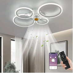 Miir Ceiling Fan with Lighting, LED Ceiling Light with Fan, Remote Control and App Quiet, 96 W Dimmable Ceiling Light Timer Lamp with Fan for Bedroom, Living Room, Dining Room, 80 x 12 cm