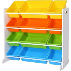 SONGMICS Children's Shelf, Nursery Shelf, Toy Storage for Children, Storage Shelf for Toys, Organiser Shelf with Storage Boxes, Multi-Colour, GKR04W, 86 x 38 x 78 cm (W x D x H)