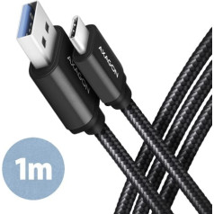 Action Bucm3-am10ab usb-c - usb-a 3.2 gen 1 kabelis, 1m, 3a, alumīnijs, pīts, melns