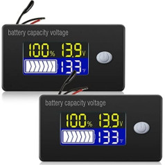 Frienda 2 gab. 12 V 24 V 36 V 48 V 60 V 72 V akumulatora jaudas sprieguma mērītājs ar trauksmi un ārējo temperatūras monitoru 0-179 °F temperatūras monitors svina skābes akumulatora litija akumulatora indikatora mērītājs