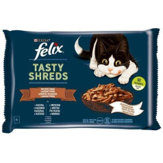 Purina Nestle Purina felix garšīgas šķēlītes ar pīli un tītaru 4x80g