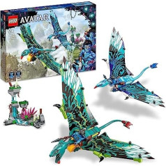 LEGO 75572 Iemiesojums Džeiks un Neitiriss pirmais lidojums uz Banshee, Pandora filmu komplekts ar Banshee, minifigūras un mirdzošiem elementiem