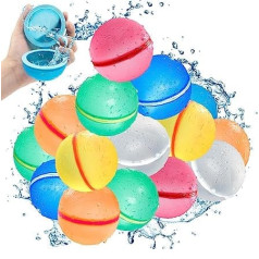 SOPPYCID Water Ball Reusable Self-Sealing and Refillable Water Toy with Mesh Bag Silicone Pool Toy for Children Adults Outdoor Garden Beach Summer Games (Pack of 15)