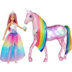 Barbie Dreamtopia Magical Unicorn Light ar pieskāriena funkciju, ilgtspējīgs iepakojums