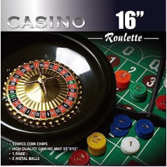 Casino 16-Inch Roulette Wheel Game Set with 120 Chips, Felt Layout, and Rake