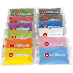 Sabbiarelli Sand-it For Fun Maxi uzpildes komplekts no 12 krāsainām smiltīm 350 g daudzkrāsains