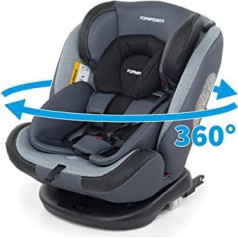 Foppapedretti Iturn duoFIX 9700418803 360° rotējošs automašīnas sēdeklis, grupa 0 + 1/2/3 (0-36 kg) bērniem no dzimšanas līdz 12 gadiem, sudraba krāsa