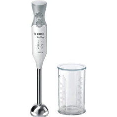 Bosch MSM66110 ErgoMixx hand blender (600 W, with accessories, stainless steel mixing foot, dishwasher-safe, QuattroBlade, with shaker) white / gray