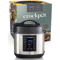 Crock-Pot CSC051X 12-in-1 Programmable Multi-Cooker - The Original from the USA | Electric pressure cooker | Steamer | Rice cooker | Slow Cooker | 5.7L | 1000W | stainless steel