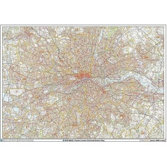 Lielā Londona (D7) Laminēta pasta indeksa sienas karte 119 x 84 cm