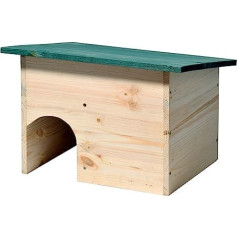 dobar 22222e Hedgehog House Celtniecības komplekts ar laikapstākļiem izturīgu jumtu un sadalošo sienu - 34,5 x 24 x 27 cm - zaļa