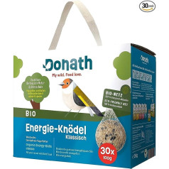 Donath Organic Energy pelmeņi klasiskā bioloģiskajā tīklā - Tauku bumbiņas bioloģiskajā tīklā - 100 g vienam pelmeņam - Spēku dodoši tauki - Visu gadu savvaļas putnu barība - no mūsu rūpnīcas Dienvidvācijā - Kaste ar 30