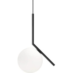 MZStech Modern Fashion sfēriska piekarama lampa, melna dzelzs un stikla piekaramā gaismas lustras piekaramā lampa (30 cm)