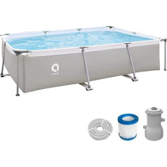 Avenli Pool 300 x 207 x 65 cm Steel Frame Above Ground Pool Set with Filter Pump Hoses and Filter Cartridge Grey Frame Pool Rectangular Swimming Pool