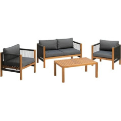 greemotion Abaco Lounge Set with Cushion, Acacia Wood FSC 100%