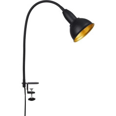 BRILONER Leuchten 2603-015 Retro Clamp-On Light Reading Lamp with Flex Arm Includes On/Off Switch 1x E14 Maximum 25 Watt Metal Black / Gold