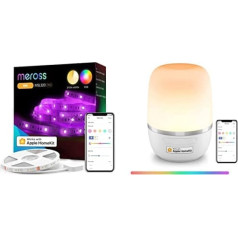 meross WLAN RGBW sloksne darbojas ar Apple HomeKit, Smart LED 5 m Strip & RGBCW WLAN LED naktslampa darbojas ar Apple HomeKit, RGBCW aptumšojama atmosfēras galda lampa