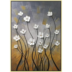 Wieco Art FL1091-5070-GF-UK Morning Dancing Gold Framed 100% Hand Painted Modern Artwork on Canvas Abstract Wall Art for Living Room Home Decor Wall Decor