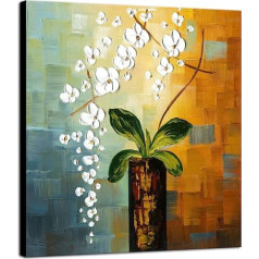 Wieco Art, Beauty of Life eļļas glezna Mūsdienīga izstiepta un ierāmēta ziedu māksla 100% ar rokām apgleznota abstrakta ziedu glezna uz audekla Sienas māksla Gatavs pakārt Dzīvojamās istabas guļamistabas dekors