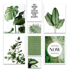 ARTFAVES® plakātu komplekts - Eleganta Botānika - Daudzdaļīgs sienas dekors Dzīvojamā istaba un guļamistaba Vannas istaba - 8 mūsdienīgi sienas attēli eikalipts, monstera, augi, zaļš, dabisks - bez rāmja