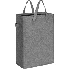 Chrislley Slim Laundry Basket, Small Laundry Basket, Foldable Laundry Basket, Foldable Laundry Bag, Slim Laundry Basket with Handle, 45 Litres, Grey Speckled