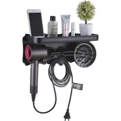 Leekayer Supersonic Hair Dryer Wall Mount, Dyson Hair Dryer Holder, for Dyson Hair Dryer Accessory Holder, Punch-Free Hair Dryer Holder, Bathroom Storage Rack, Care Tools (Black)